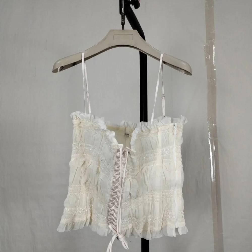HOUSE OF CB 'Lula' Ivory Sequin Pleat Corset/Size M-US 6-8/CA2851 - Picture 3 of 5